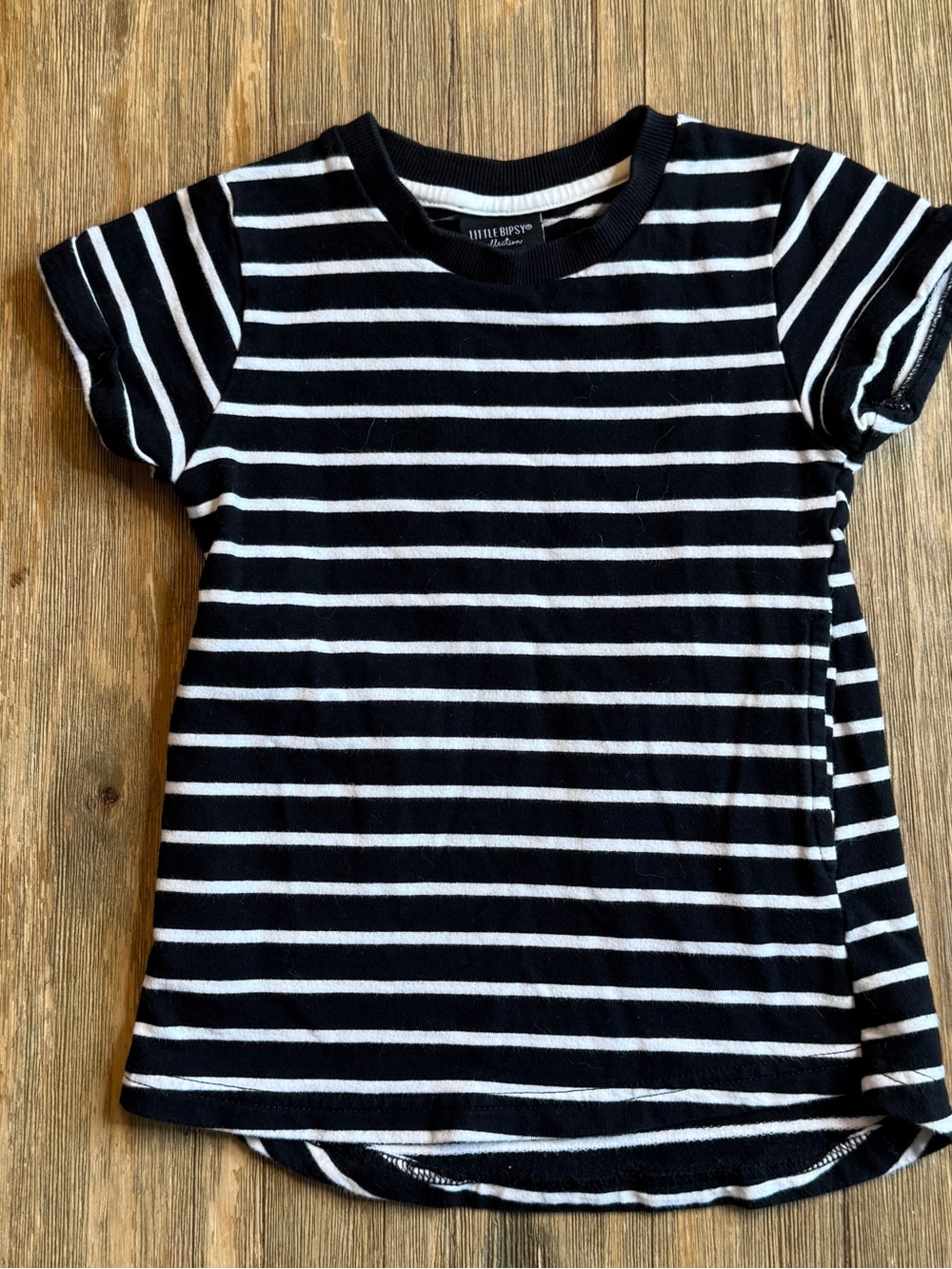 Little Bipsy Black & White Striped Kids Tee Tunic Pockets 12-18m